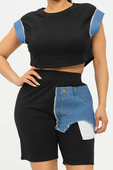 Color Block Biker Set
