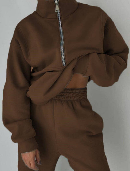 LINA Cropped Zip-Up Jacket and Joggers Set