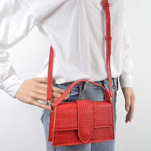 Della Faux Croc Top Handle Crossbody Bag