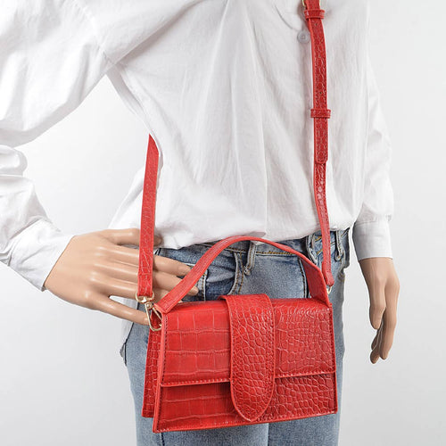 Della Faux Croc Top Handle Crossbody Bag