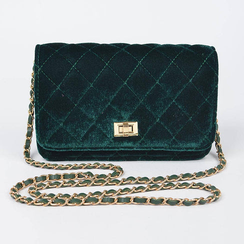 Quilted Velvet Shoulder Bag