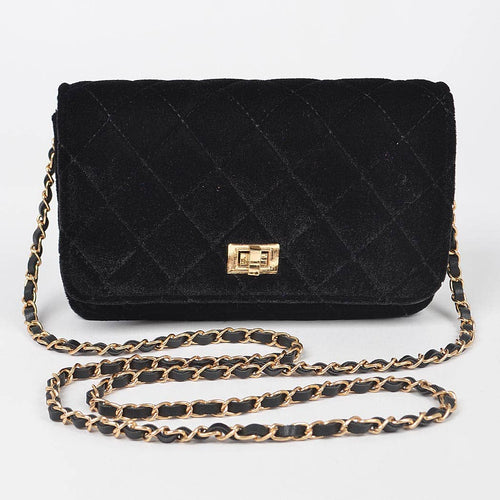 Quilted Velvet Shoulder Bag