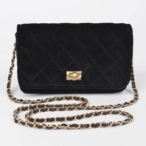Quilted Velvet Shoulder Bag