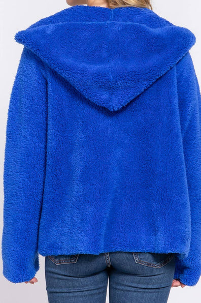 ALICA Long Dolman Sleeve Hoodie Sherpa Jacket