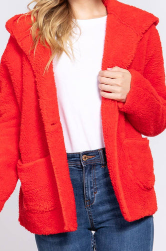 ALICA Long Dolman Sleeve Hoodie Sherpa Jacket
