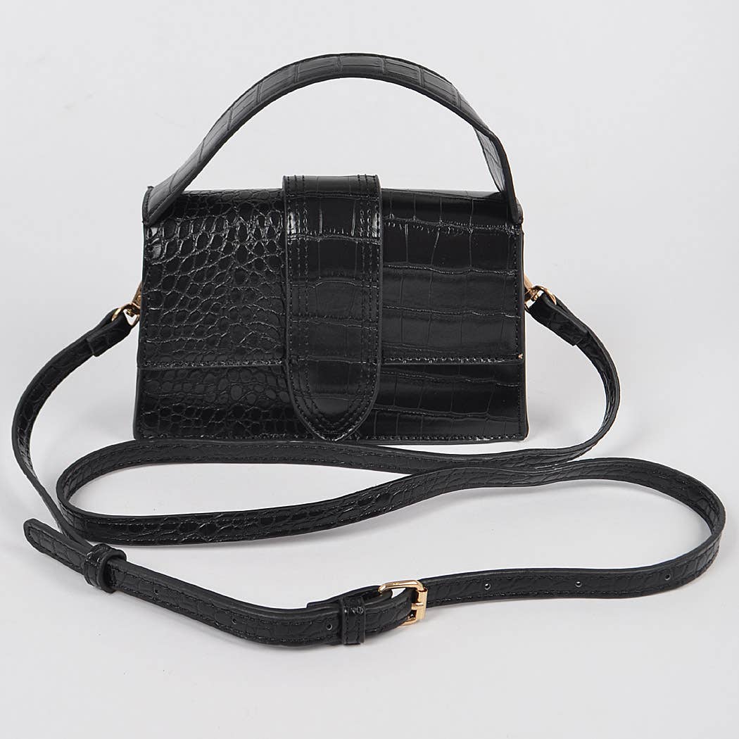 Della Faux Croc Top Handle Crossbody Bag