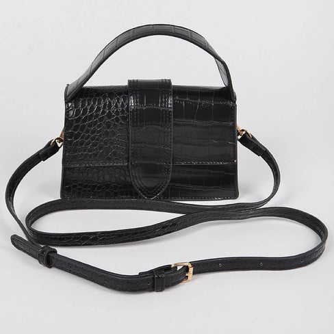 Della Faux Croc Top Handle Crossbody Bag