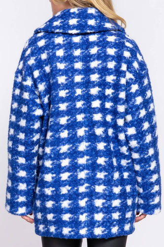 Karlisaa Check Print Boucle Fleece Coat