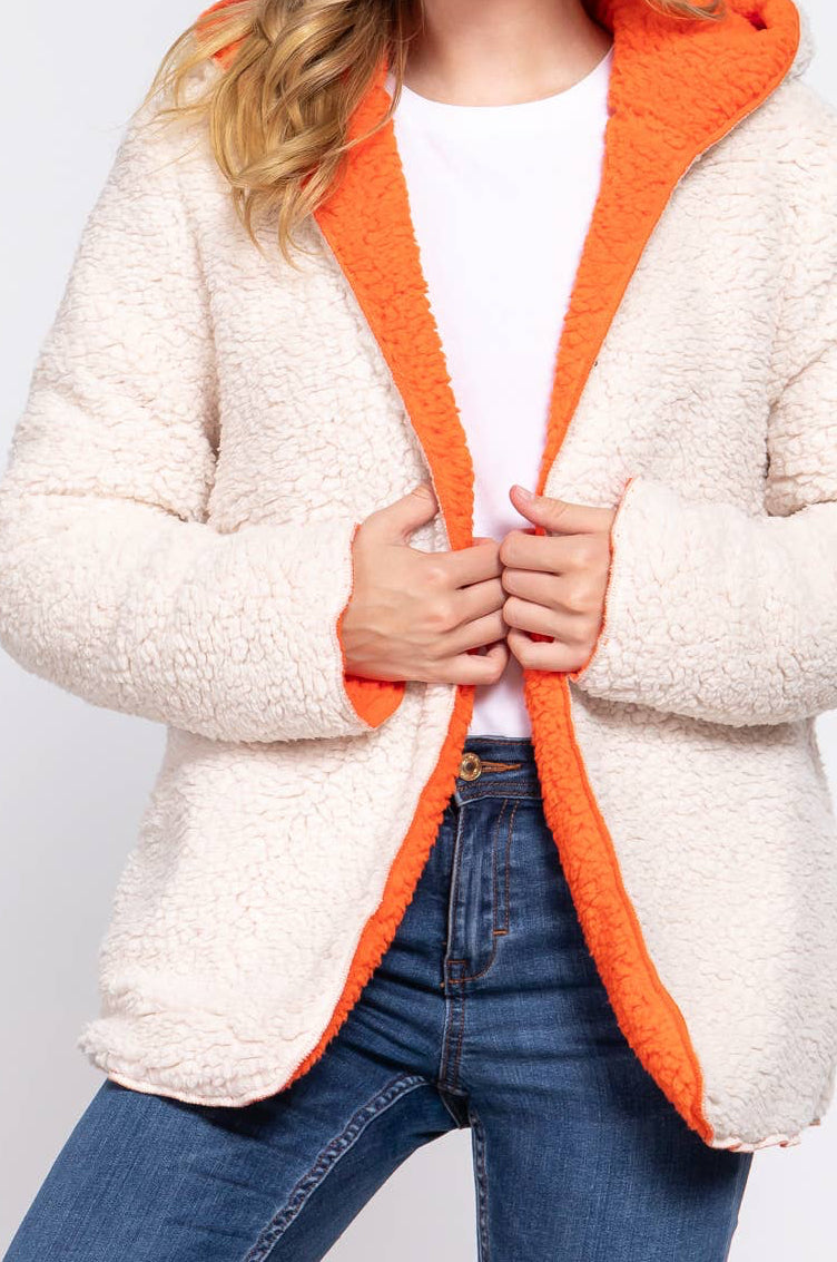 TIA HOODIE FAUX FUR REVERSIBLE JACKET