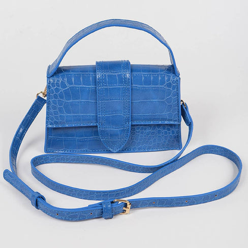 Della Faux Croc Top Handle Crossbody Bag