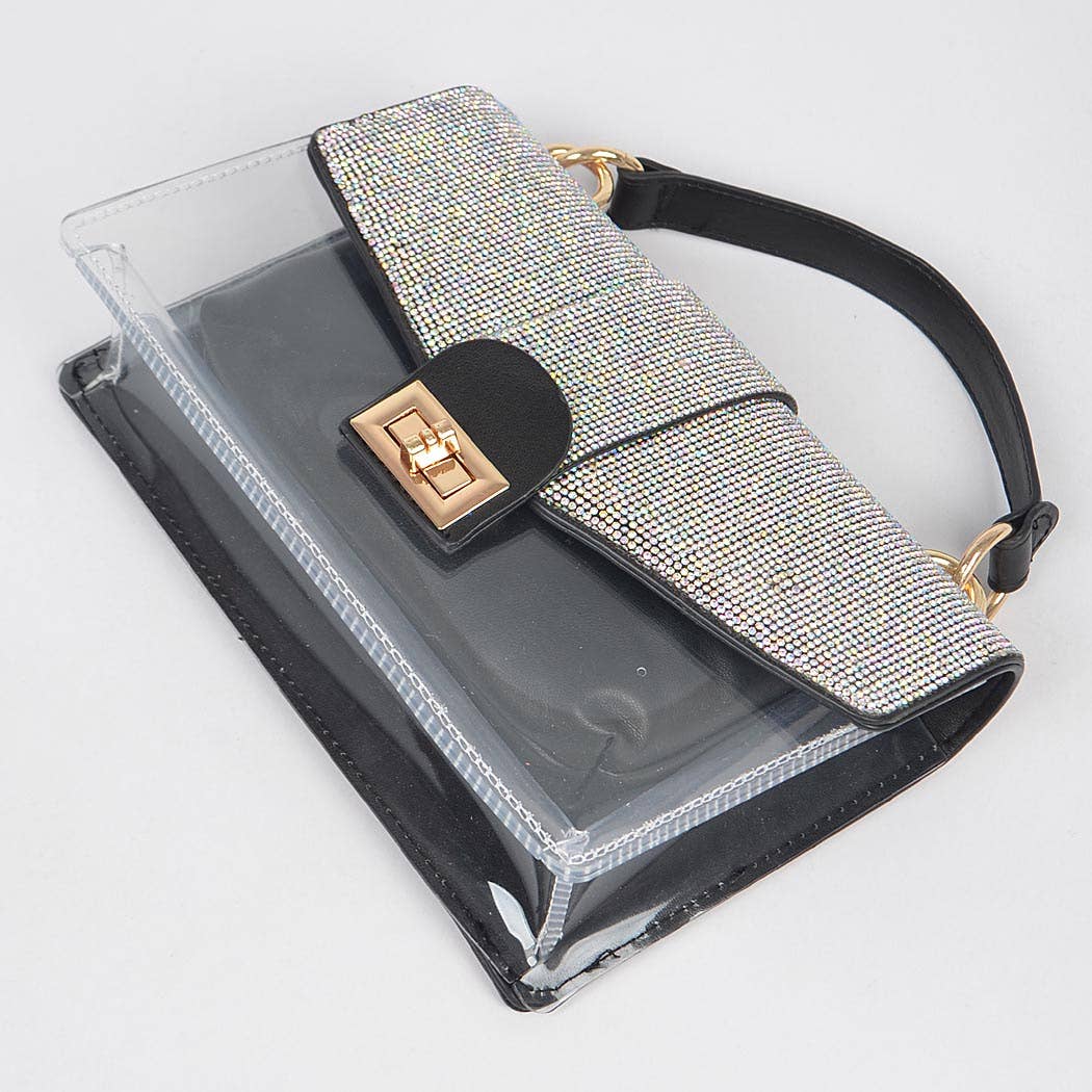 Rhinestone Clear Bag W/Purse