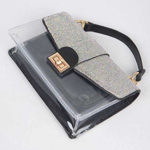 Rhinestone Clear Bag W/Purse