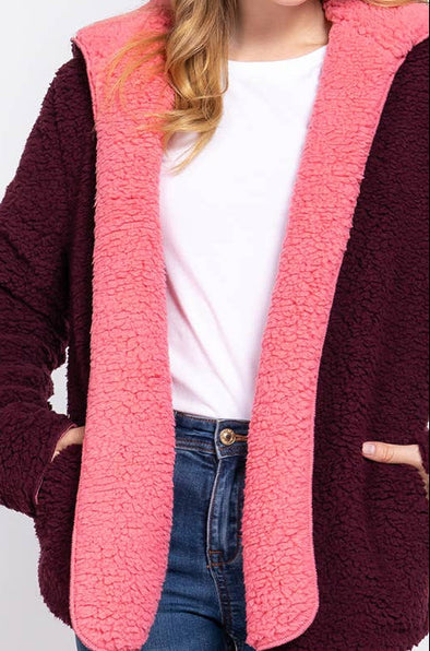 TIA HOODIE FAUX FUR REVERSIBLE JACKET