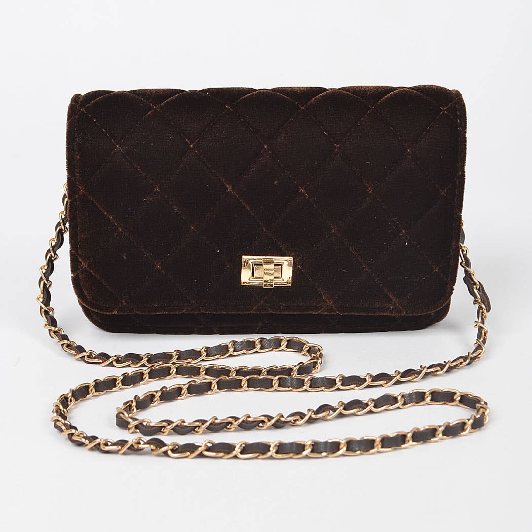 Quilted Velvet Shoulder Bag