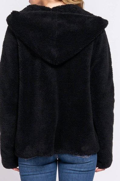 ALICA Long Dolman Sleeve Hoodie Sherpa Jacket