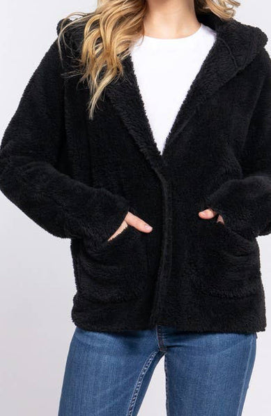 ALICA Long Dolman Sleeve Hoodie Sherpa Jacket