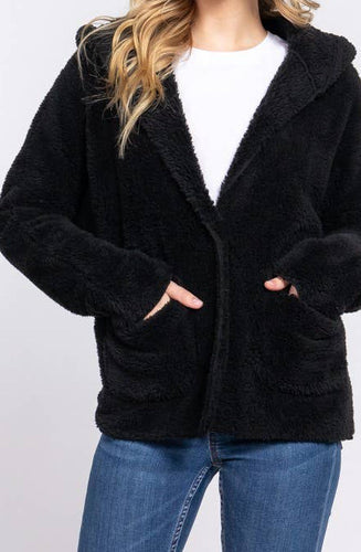 ALICA Long Dolman Sleeve Hoodie Sherpa Jacket