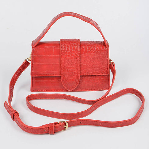 Della Faux Croc Top Handle Crossbody Bag