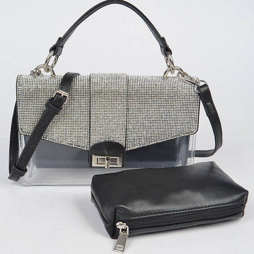 Rhinestone Clear Bag W/Purse