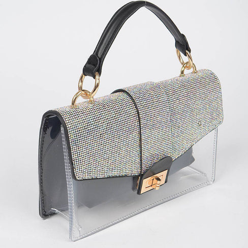 Rhinestone Clear Bag W/Purse
