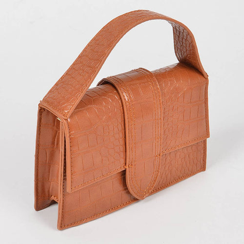 Della Faux Croc Top Handle Crossbody Bag