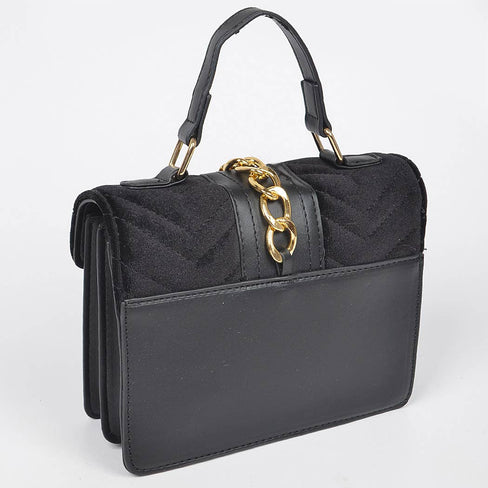 Quilted Velvet Pu Trim Bag