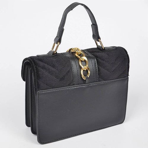 Quilted Velvet Pu Trim Bag