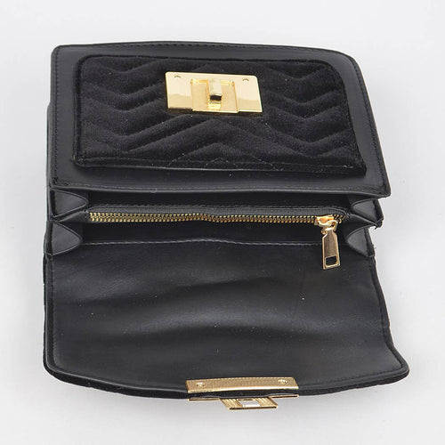 Quilted Velvet Pu Trim Bag