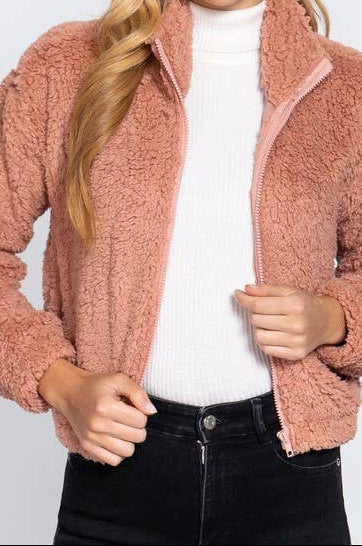 ALLIE  Faux Fur Zip-up Jacket