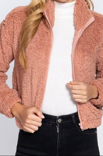 ALLIE  Faux Fur Zip-up Jacket