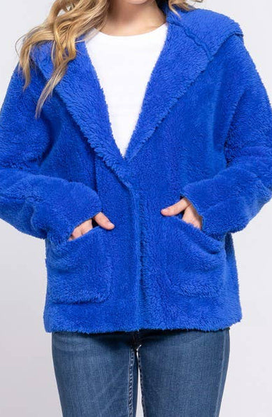 ALICA Long Dolman Sleeve Hoodie Sherpa Jacket