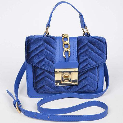 Quilted Velvet Pu Trim Bag