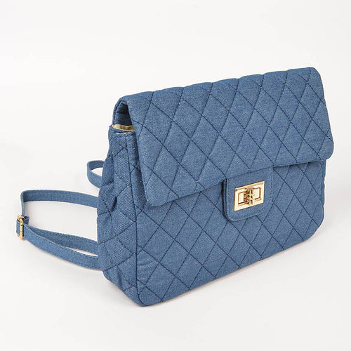 Aerica Quilted Denim Flap Backpack