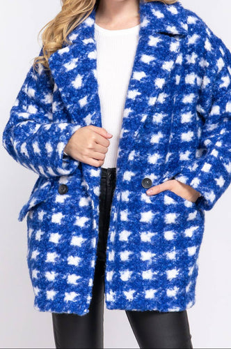 Karlisaa Check Print Boucle Fleece Coat