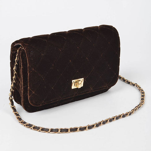 Quilted Velvet Shoulder Bag