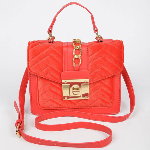 Quilted Velvet Pu Trim Bag