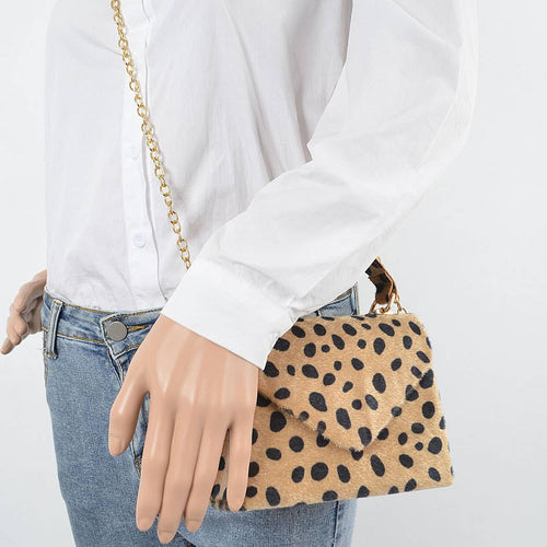 Lima Faux Fur Leo Top Handle Clutch
