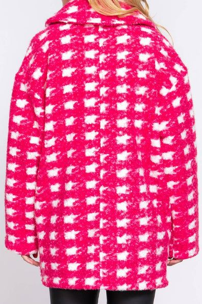 Karlisaa Check Print Boucle Fleece Coat