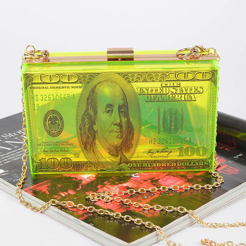 Money Printed Transparent Hard Case Bag