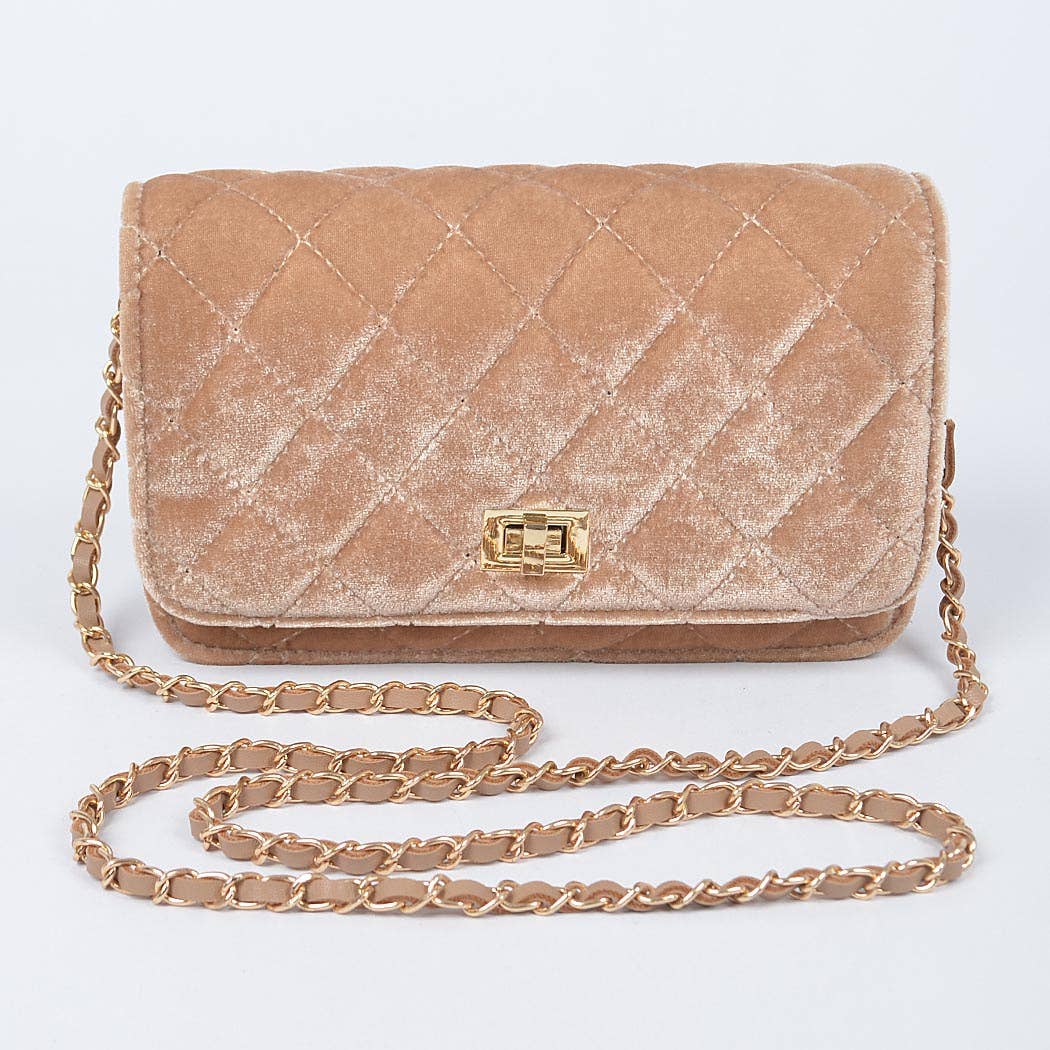 Quilted Velvet Shoulder Bag
