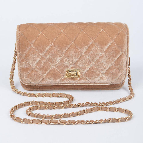 Quilted Velvet Shoulder Bag