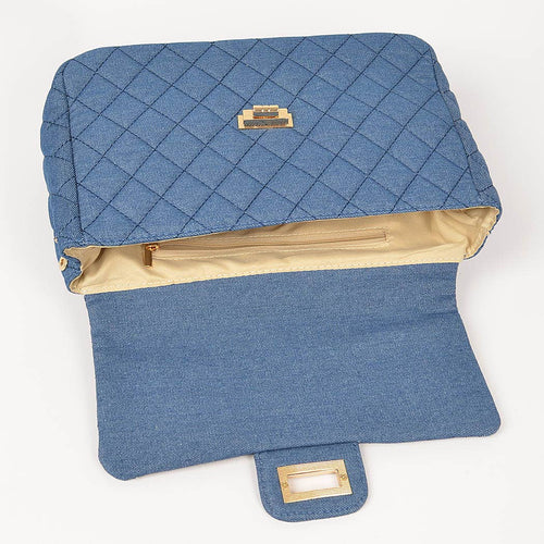 Aerica Quilted Denim Flap Backpack