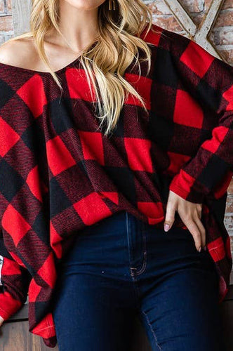 ELISSA PLAID PRINT TOP