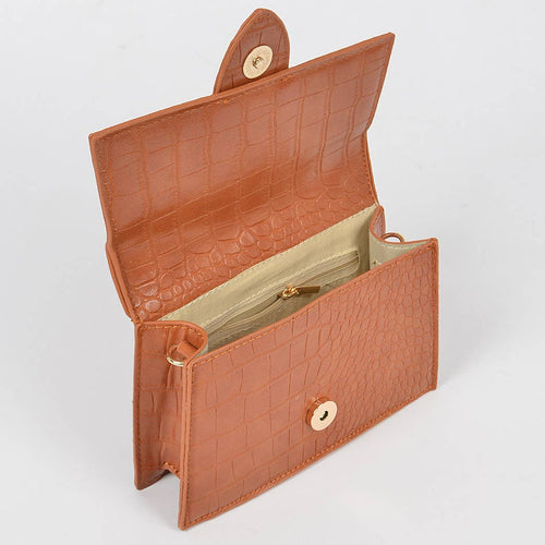 Della Faux Croc Top Handle Crossbody Bag