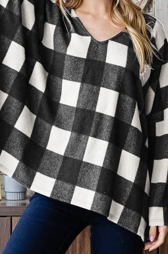 ELISSA PLAID PRINT TOP