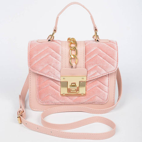 Quilted Velvet Pu Trim Bag
