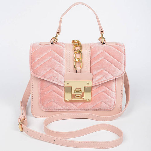 Quilted Velvet Pu Trim Bag