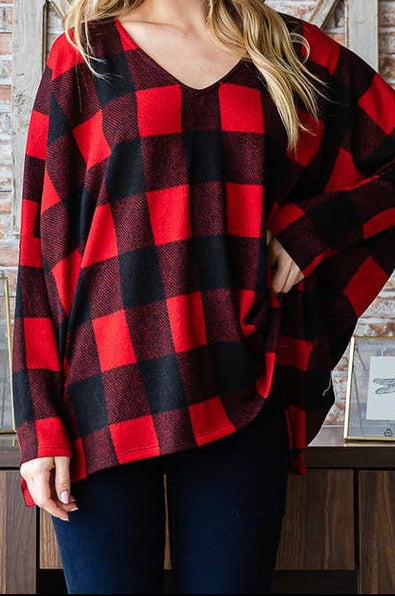 ELISSA PLAID PRINT TOP