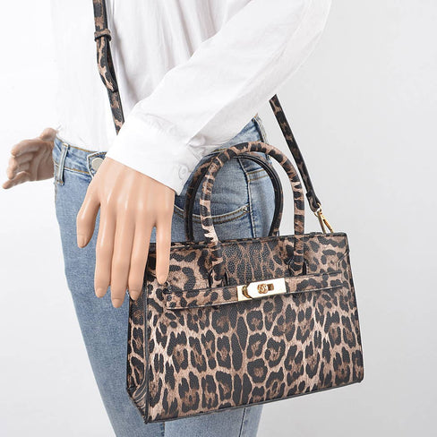 Lelea Faux Leo Medium Tote Bag