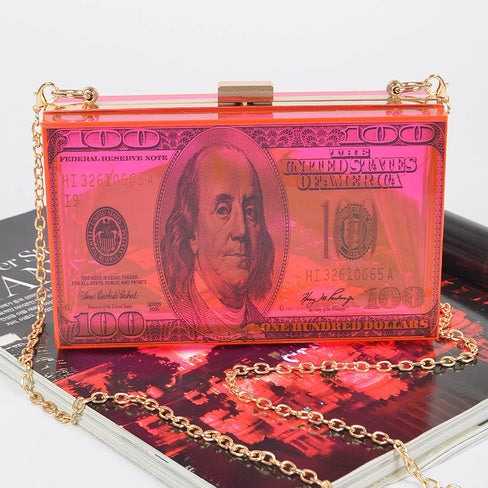 Money Printed Transparent Hard Case Bag